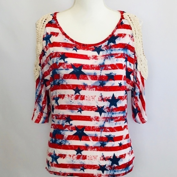 *4/$20* Rue 21 Cold Shoulder Stars/Stripes & La… - Picture 1 of 8